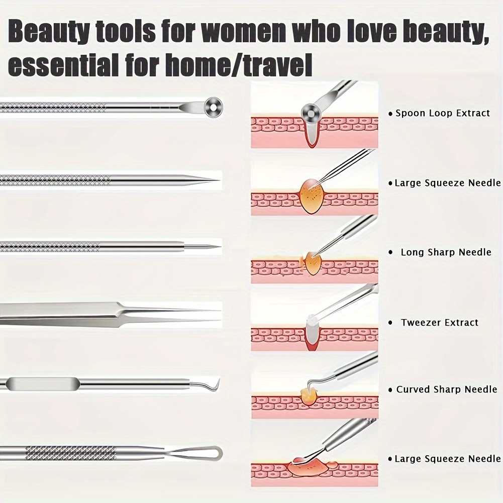 ​6Pcs Stainless Steel Blackhea - Luxury Skincare Acne ulasan dan harga
