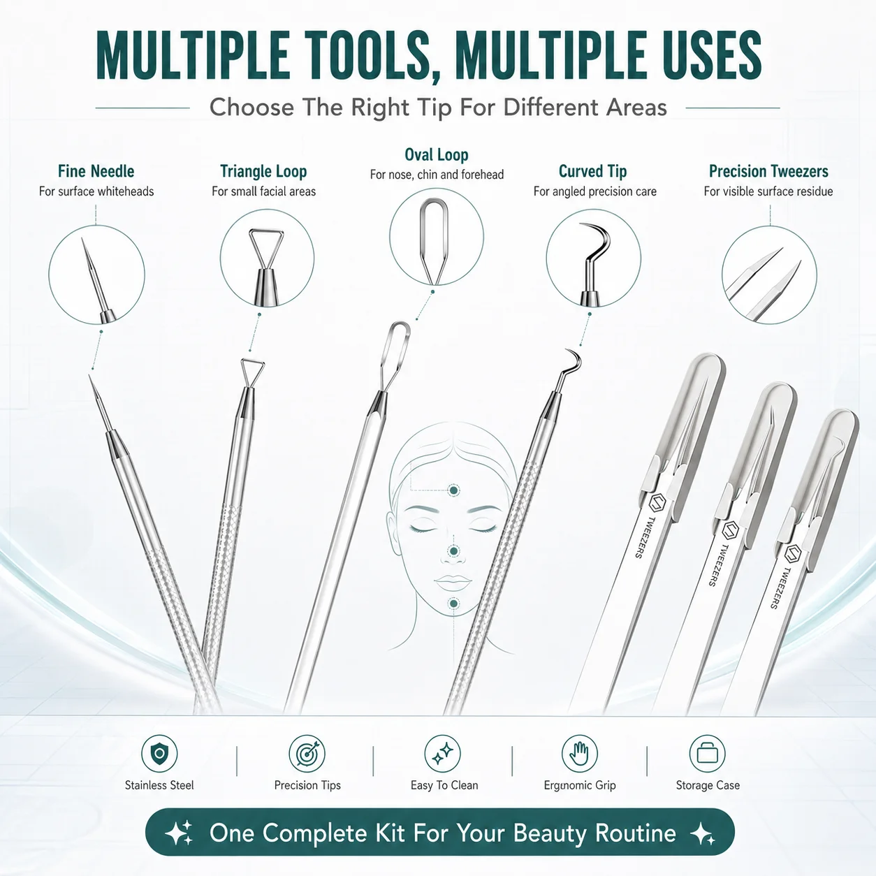 8PCS Blackhead Remover Tool Ki - Luxury Skincare Acne ulasan dan harga